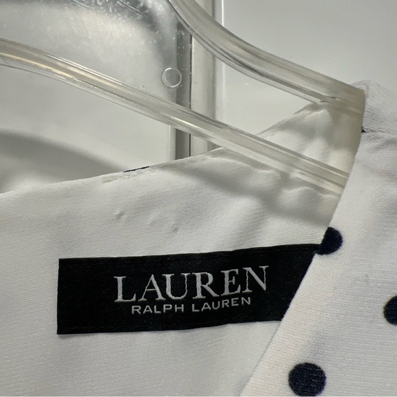 Lauren Ralph Lauren Polka-Dot Jersey Midi Dress Dark Navy 6 Preppy Old Money - Picture 4 of 11